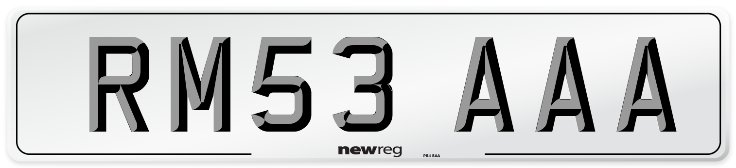 RM53 AAA Number Plate from New Reg